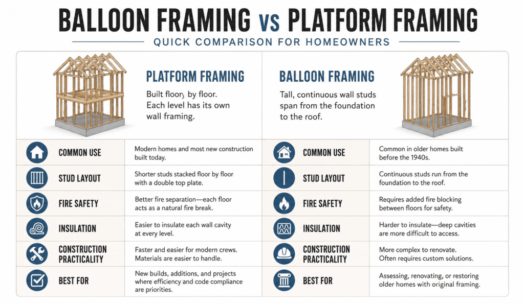 which is better balloon framing or platfform framing