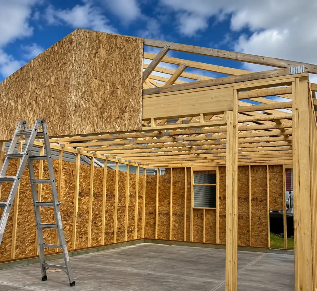 custom home wood framing project